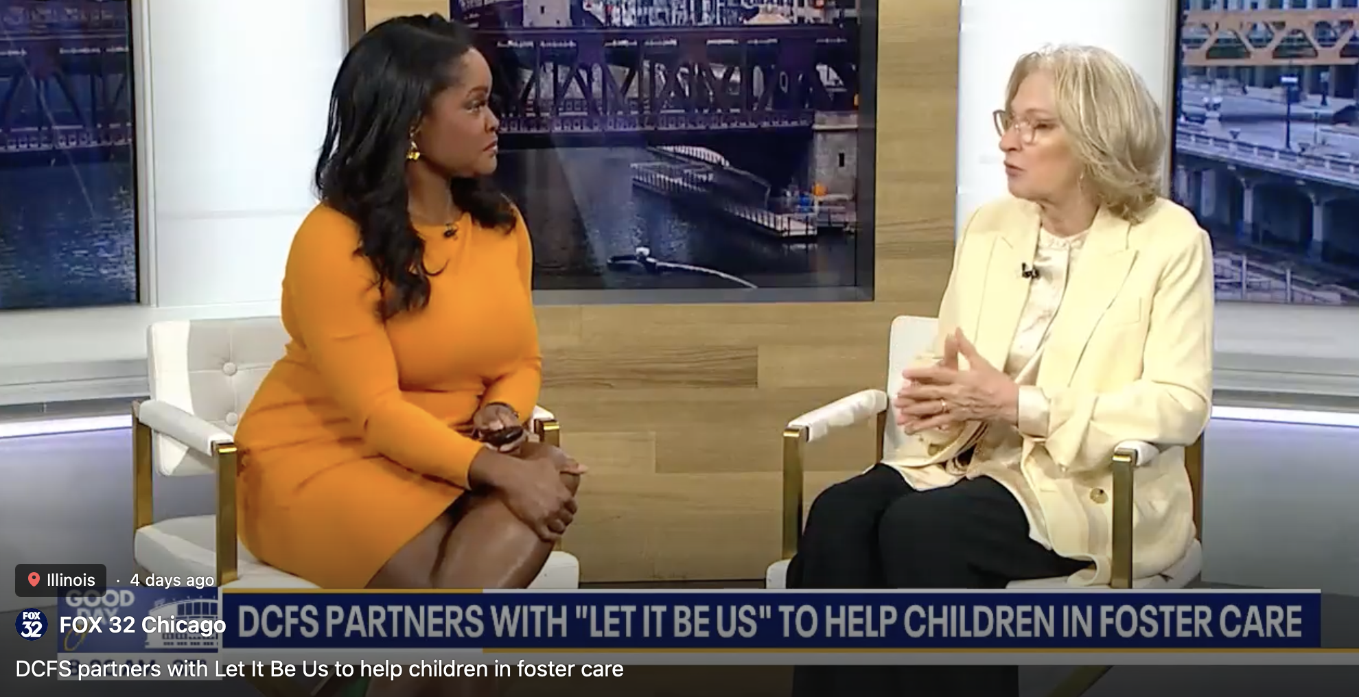Let It Be Us Founder and Executive Director, Dr. Susan A. McConnell, Interviewed by Fox 32 Chicago Newsbreak Host Anita Blanton on DCFS Partnership With Let It Be Us